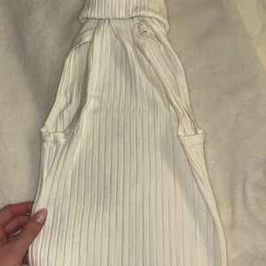 Zara Cream Ribbed Cowl Neck Sweater